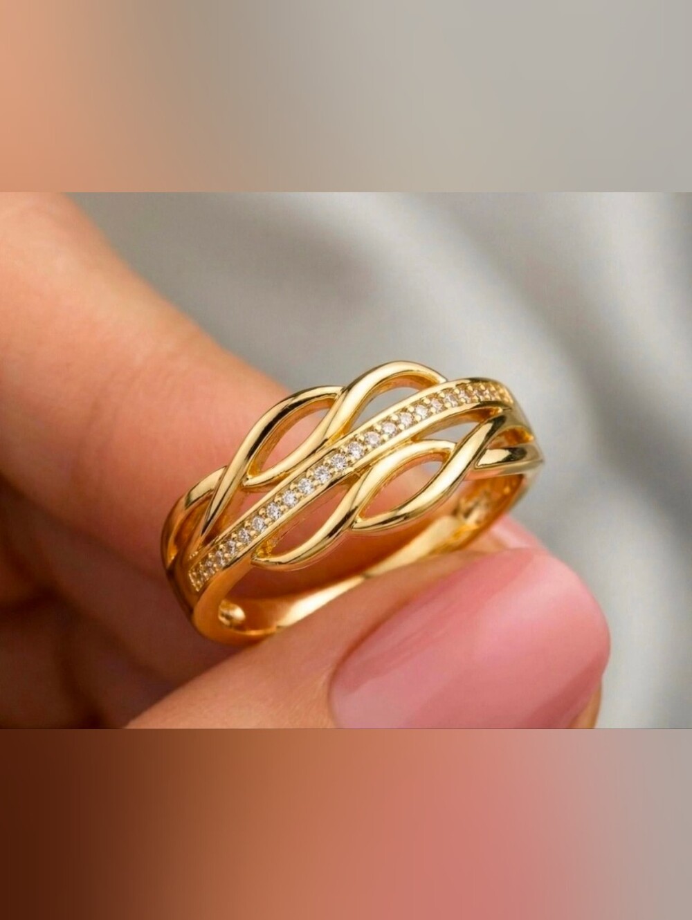 $8 Each Or Bundle 5/$20 Gold Braided Pavé Ring